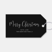 Zwart Wit Vrolijk Kerstfeest Cadeaulabel (Voorkant (Horizontaal))