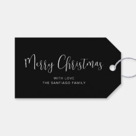 Zwart Wit Vrolijk Kerstfeest Cadeaulabel