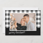 Zwart-wit "Vrolijk Kerstfeest" Foto Feestdagenkaart (Voorkant)