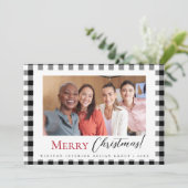 Zwart Wit Vrolijk Kerstfoto Interieurontwerp Feestdagenkaart (Staand voorkant)