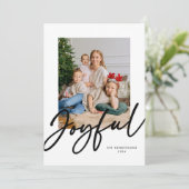 Zwart Wit Vrolijke Script Foto Kerstkaart (Staand voorkant)