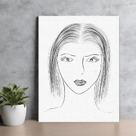 Zwart-wit Vrouw Gezichts Schets voor Galerij Muur Canvas Afdruk