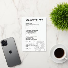 Zwart-wit vrouw in een liefdesgedicht folie wenskaart