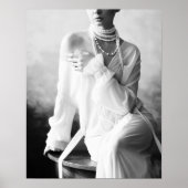  zwart-wit vrouw met parels poster (Voorkant)