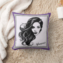 Zwart-wit vrouw Portret Sierkussen