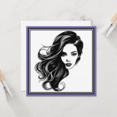Zwart-wit vrouw Portret Wenskaart Kaart (Voorkant / Achterkant in situ)
