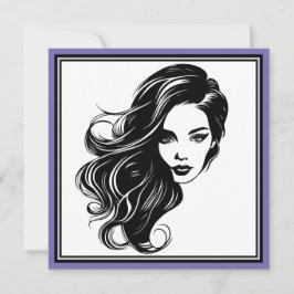 Zwart-wit vrouw Portret Wenskaart Kaart