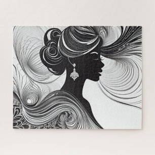 Zwart & Wit Vrouw van Elegantie Legpuzzel