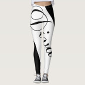 Zwart-wit vrouwen leggings (Voorkant)