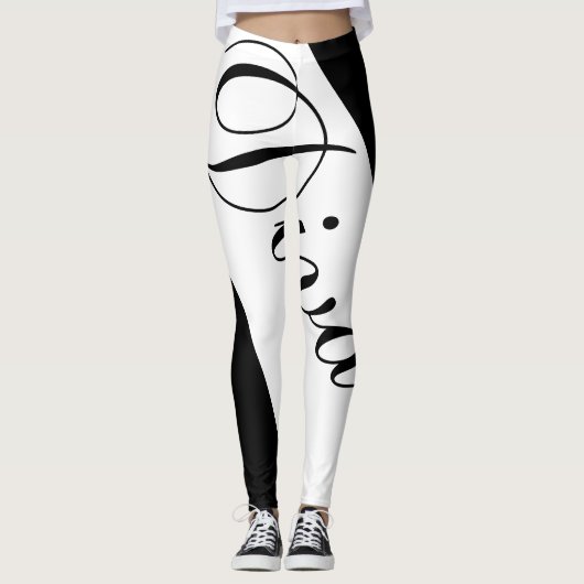 Zwart-wit vrouwen leggings (Voorkant)