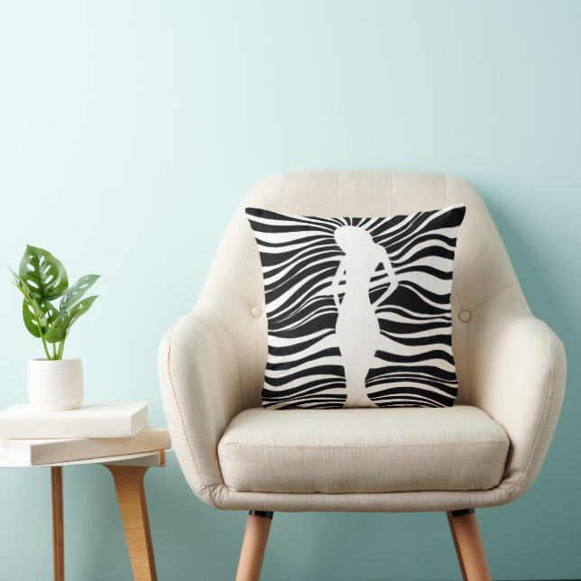 Zwart-wit vrouwen silhouet Worp Kussen – Ab (Stoel)