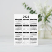 Zwart-wit VS 2025 jaarkalender Briefkaart (Staand voorkant)