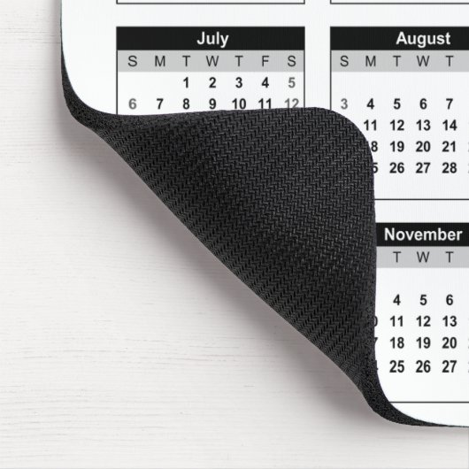 Zwart-wit VS 2025 jaarkalender Muismat (Hoek)