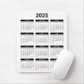 Zwart-wit VS 2025 jaarkalender Muismat (Met muis)