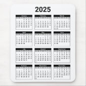 Zwart-wit VS 2025 jaarkalender Muismat (Voorkant)
