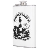 Zwart-wit Vuurtoren Beach Life Heupfles (Links)