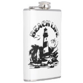 Zwart-wit Vuurtoren Beach Life Heupfles (Rechts)