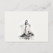 Zwart & Wit Vuurtoren Nautische bruiloft Details Informatiekaartje (Achterkant)