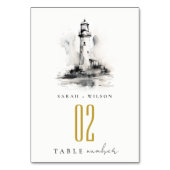 Zwart-wit vuurtoren nautische schets bruiloft kaart (Achterkant)