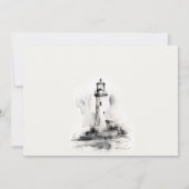 Zwart-wit vuurtoren schets repetitie diner kaart (Achterkant)