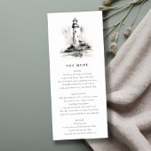 Zwart & Wit Vuurtoren Schets Wedding Menu Kaart