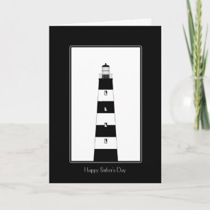 Zwart-wit vuurtoren Vaderdag Kaart