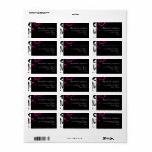 Zwart + Wit w / Fuchsia omgekeerde werveling bruil Etiket (Full Sheet)