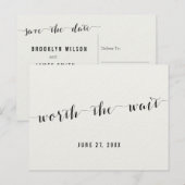 Zwart-wit waard de wachttijd bewaren de datum aankondigingskaart (Voorkant / Achterkant)