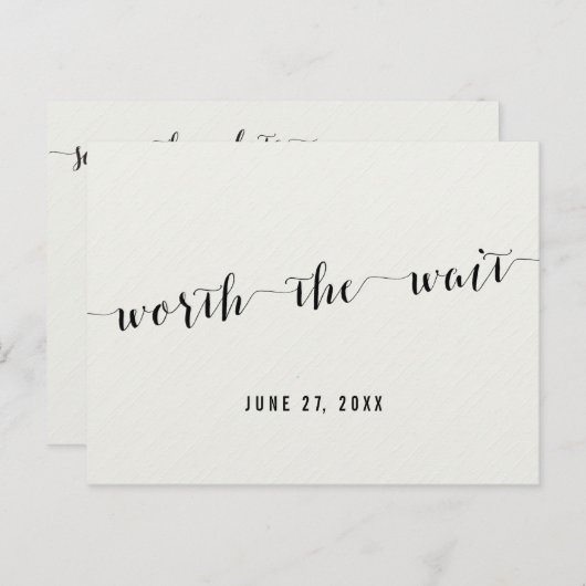 Zwart-wit waard de wachttijd bewaren de datum aankondigingskaart (Voorkant / Achterkant)