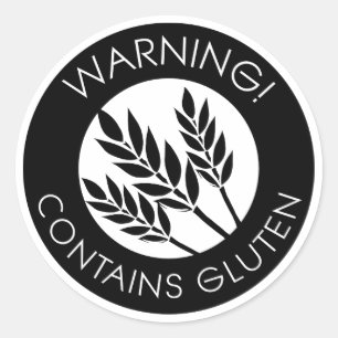 Zwart-wit Waarschuwing Bevat Glutensymbool Ronde Sticker