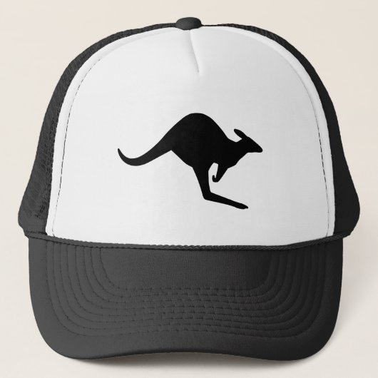 Zwart-wit Waarschuwingskangeroe Trucker Pet (Voorkant)