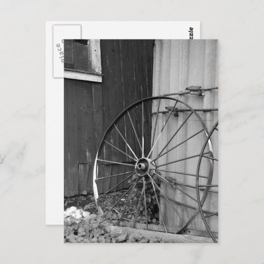 Zwart-wit wagon en Silo Briefkaart (Voorkant / Achterkant)