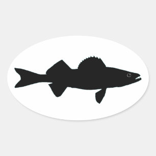 Zwart-wit Walleye Logo Ovale Sticker