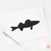 Zwart-wit Walleye Logo Ovale Sticker (Envelop)