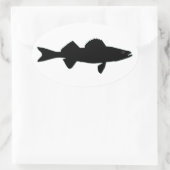 Zwart-wit Walleye Logo Ovale Sticker (Tas)