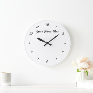 Zwart Wit Wandklok met Aangepaste Tekst en Kleuren