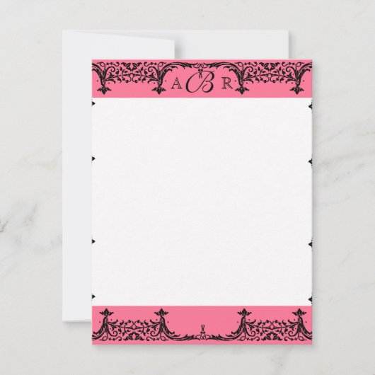Zwart, wit, warm roze Damask Bedankt voor je opmer Kaart (Voorkant)