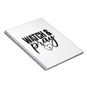 Zwart-wit Watch & Pray Spiral Notitieboek (Rechterzijde)