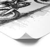 Zwart-wit Water Kleur Dirt Bike Poster (Hoek)