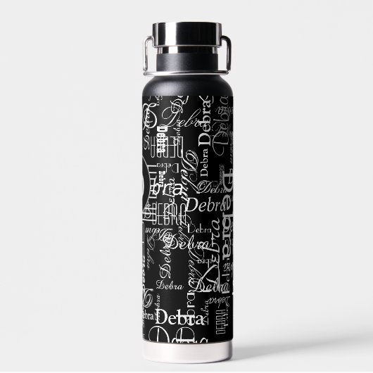 Zwart-wit waterflesnaam / Monogram Waterfles (Achterkant)