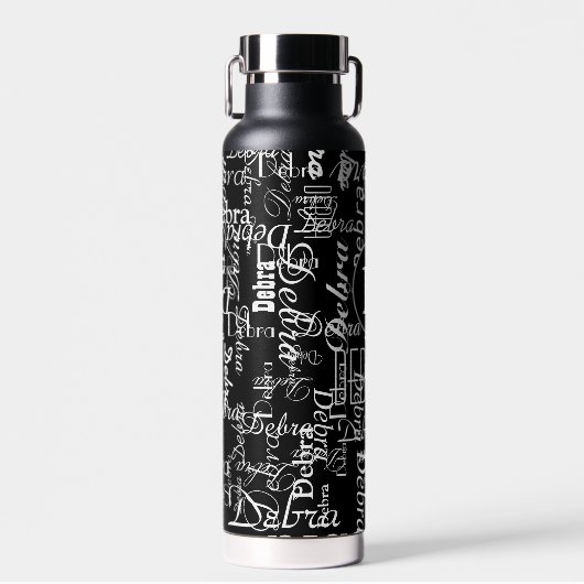 Zwart-wit waterflesnaam / Monogram Waterfles (Voorkant)