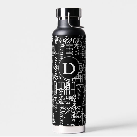 Zwart-wit waterflesnaam / Monogram Waterfles (Links)