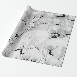 Zwart, wit watertextuur, marmerpapier cadeaupapier