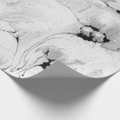 Zwart, wit watertextuur, marmerpapier cadeaupapier (Hoek)