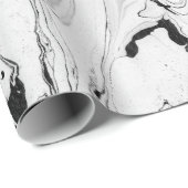 Zwart, wit watertextuur, marmerpapier cadeaupapier (Rol Hoek)