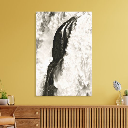ZWART-WIT WATERVAL DETAIL CANVAS AFDRUK (Insitu (Woonkamer))