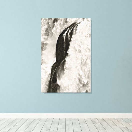 ZWART-WIT WATERVAL DETAIL CANVAS AFDRUK (Insitu (Houten vloer))