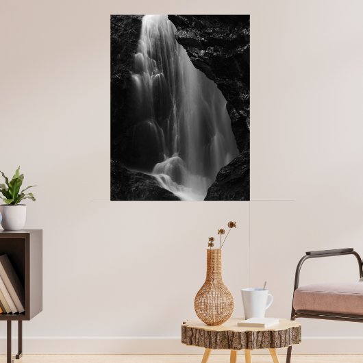 Zwart-wit waterval lange belichting poster (Woonkamer 3)