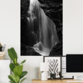 Zwart-wit waterval lange belichting poster (Thuiskantoor)