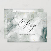 Zwart-wit Waterverf Abstracte RSVP Briefkaart (Voorkant / Achterkant)